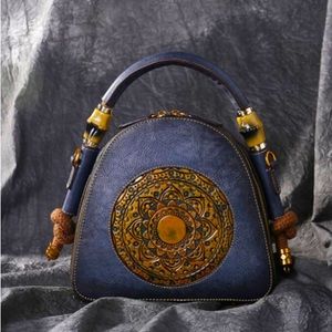 Genuine Leather Embossed Women's Handbag